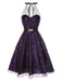 Abito in rete laser schiena scoperta viola anni '50