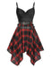 Abito plaid spalline sottili nero anni '70