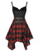 Abito plaid spalline sottili nero anni '70