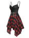 Abito plaid spalline sottili nero anni '70