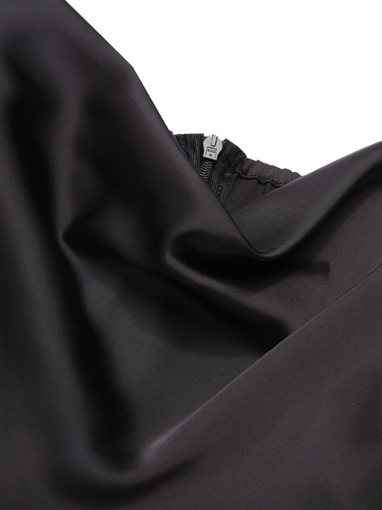 Abito plaid spalline sottili nero anni '70