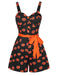 Tuta corta con faccia di zucca Halloween nero anni '50