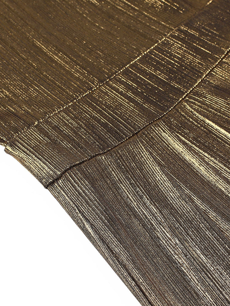 Tuta lunga scollo a cappuccio spalline oro metallizzato anni '80
