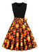 Abito a ruota con cintura patchwork di Halloween anni '50