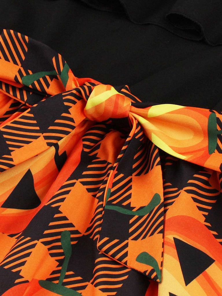Abito a ruota con cintura patchwork di Halloween anni '50
