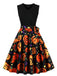 Abito a ruota con cintura patchwork di Halloween anni '50