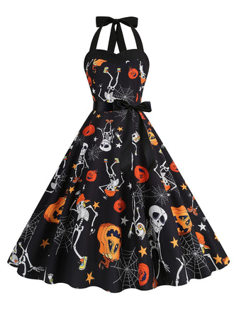 Abito con lacci e teschio di Halloween anni '50