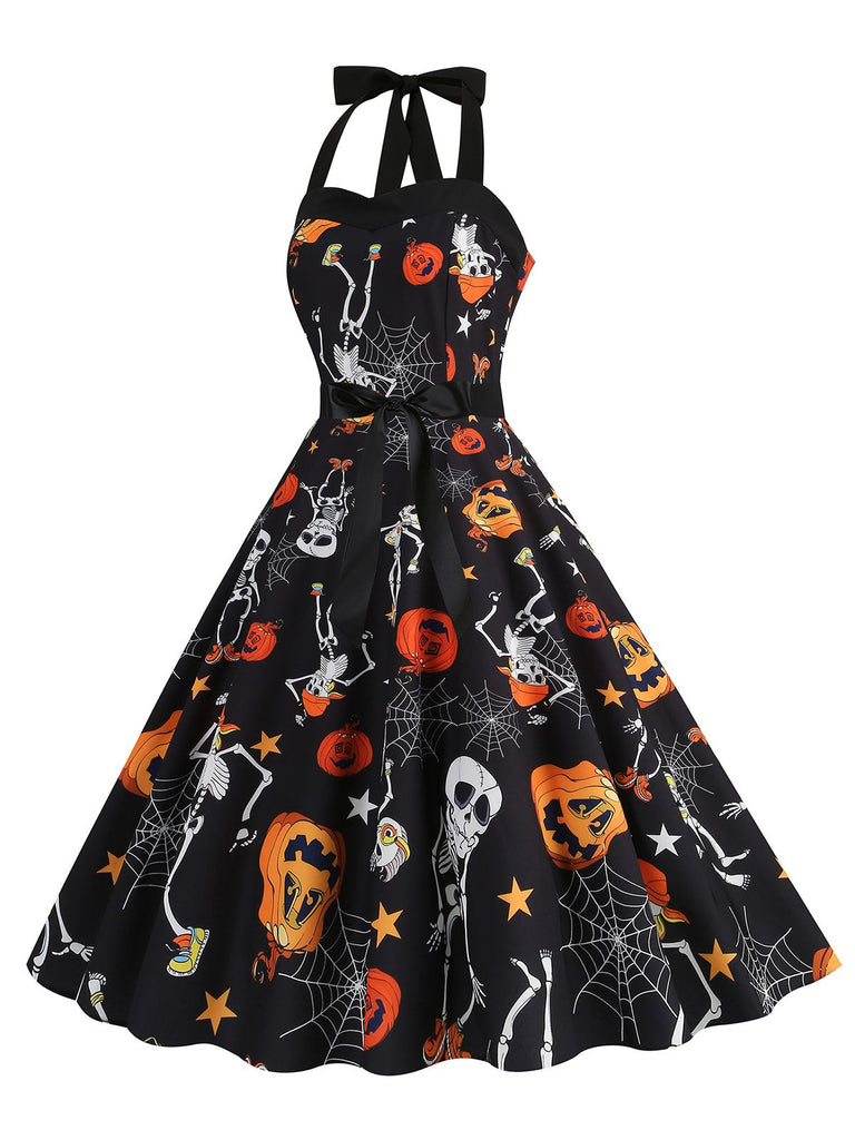 Abito con lacci e teschio di Halloween anni '50