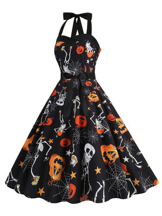 Abito con lacci e teschio di Halloween anni '50