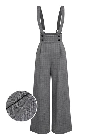 [Prevendita] Pantaloni a quadri con bottoni grigio anni '40