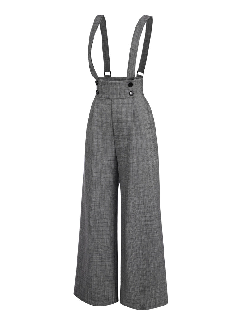 [Prevendita] Pantaloni a quadri con bottoni grigio anni '40