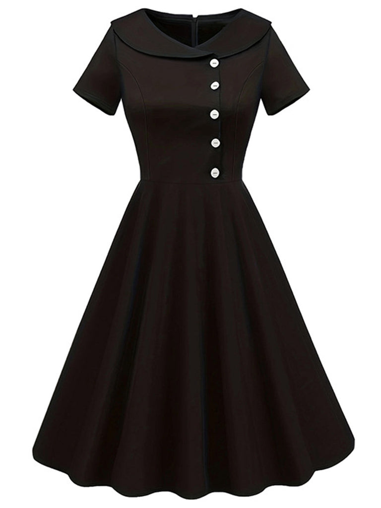 Abito con revers abbottonato nero anni '40