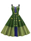 Abito Halloween doppie spalline patchwork verde anni '50