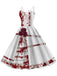 Abito macchie di sangue e rose con spalline Halloween anni '50