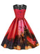 Abito senza maniche in pizzo patchwork Halloween anni '50
