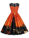 Abito senza maniche in pizzo patchwork Halloween anni '50