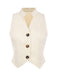 2PCS Canotta bottoni e pantaloni a gamba larga beige anni '60