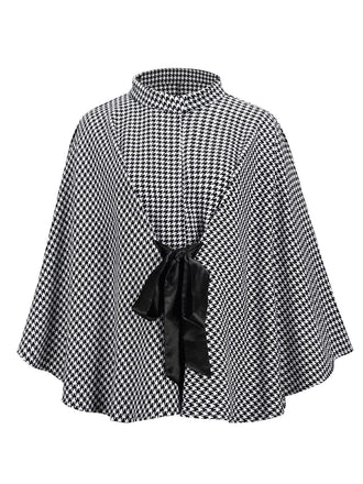 Cappotto motivo pied de poule con lacci nero anni '50