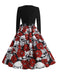 Abito teschio rose con colletto a petalo Halloween nero anni '50