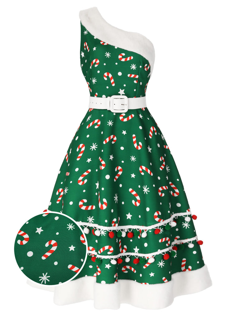 Abito a forma di bastoncino di zucchero verde anni '50