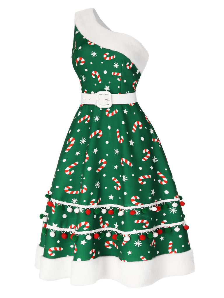Abito a forma di bastoncino di zucchero verde anni '50