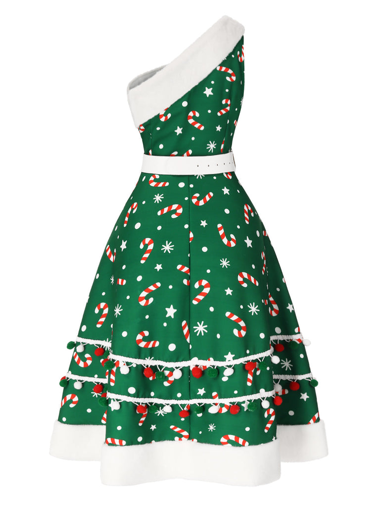 Abito a forma di bastoncino di zucchero verde anni '50