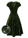 Abito in velluto perla scollo a V profondo verde anni '40