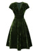 Abito in velluto perla scollo a V profondo verde anni '40