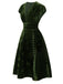 Abito in velluto perla scollo a V profondo verde anni '40