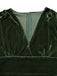 Abito in velluto perla scollo a V profondo verde anni '40