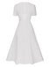 Abito in pizzo con scollo a V patchwork bianco anni '40