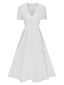 Abito in pizzo con scollo a V patchwork bianco anni '40