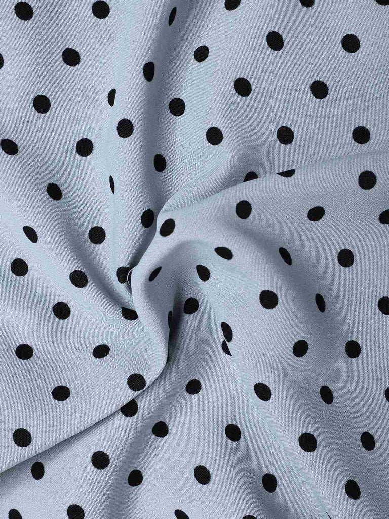 Abito a tubino con scollo a V e pois blu anni '60