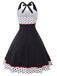 Abito a pois a contrasto con scollo all'americana anni '50