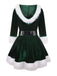 Abito con cappuccio in velluto natalizio verde anni '60