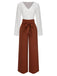 2PCS Top con scollo a V e pantaloni larghi anni '30