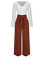 2PCS Top con scollo a V e pantaloni larghi anni '30