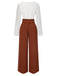 2PCS Top con scollo a V e pantaloni larghi anni '30
