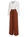 2PCS Top con scollo a V e pantaloni larghi anni '30