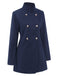 Cappotto doppiopetto con collo alto blu anni '40