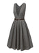 Abito glen plaid con scollo a V profondo grigio anni '40