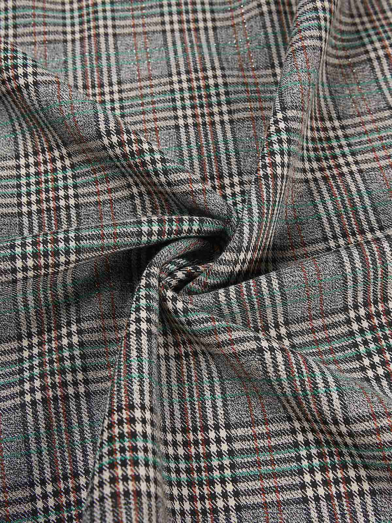 2PCS Abito a quadri e camicetta in raso grigio canni '40