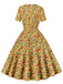 Abito patchwork natalizio con colletto quadrato anni '50