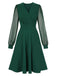 Abito patchwork a pois tinta unita con scollo a V anni '40