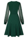 Abito patchwork a pois tinta unita con scollo a V anni '40