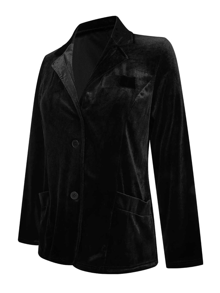Cappotto in velluto con tasche e revers anni '30