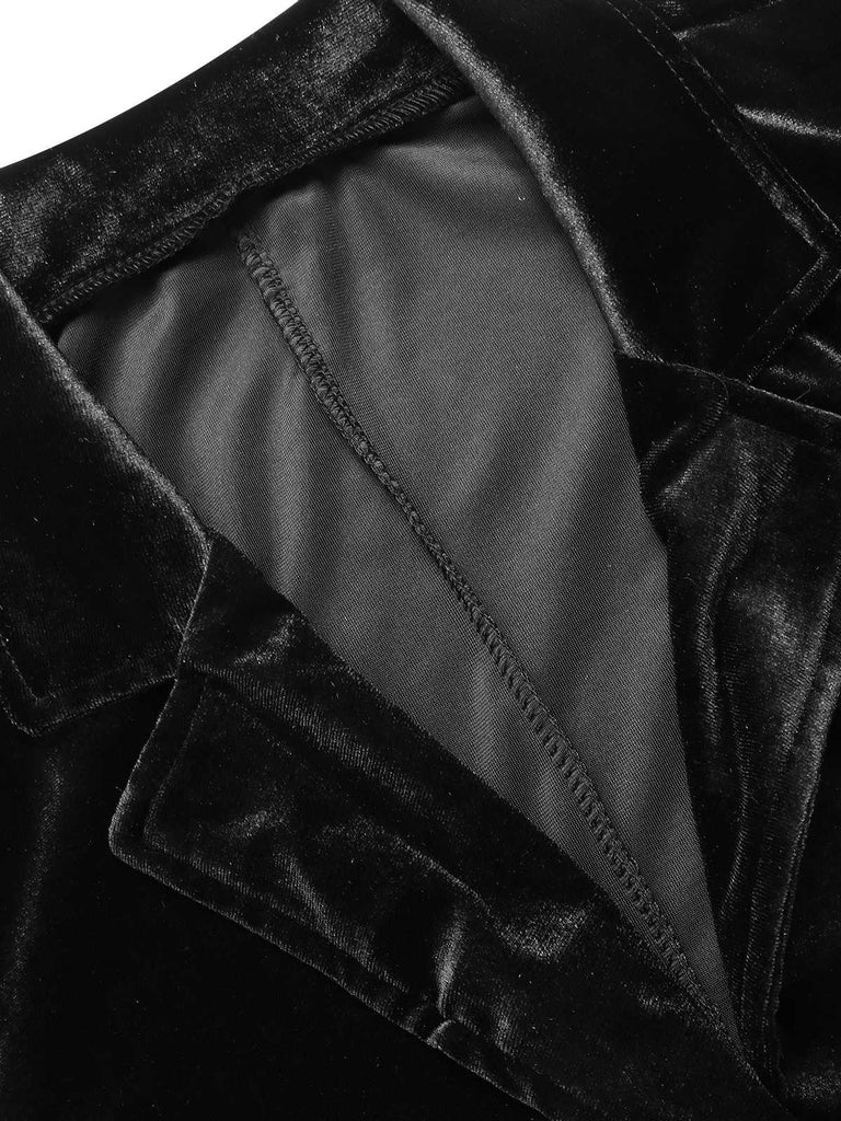 Cappotto in velluto con tasche e revers anni '30