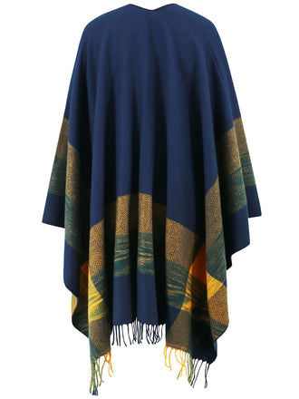 Cappotto con nappe a righe poncho antivento anni '50