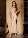 Abito a sirena beige scollo a V paillettes anni '20