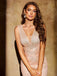 Abito senza maniche scollo a V paillettes beige anni '20